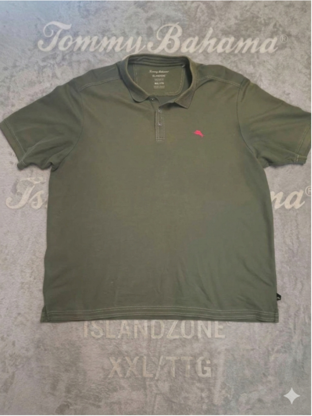 : Tommy Bahama IslandZone Supima Polo Shirt Mens XXL Green Short Sleeve Pink Mar